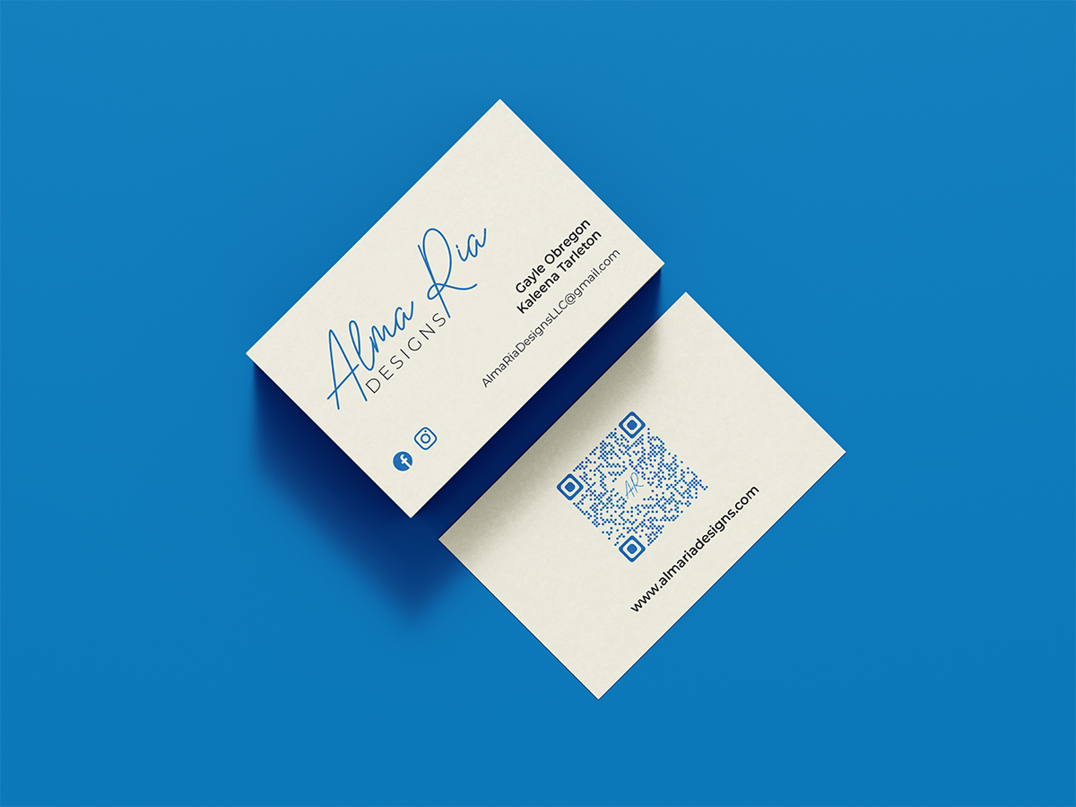 Alma Ria Designs business card mockup